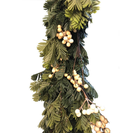Yew + Berry Faux Garland 10' - Magnolia Acre Co.